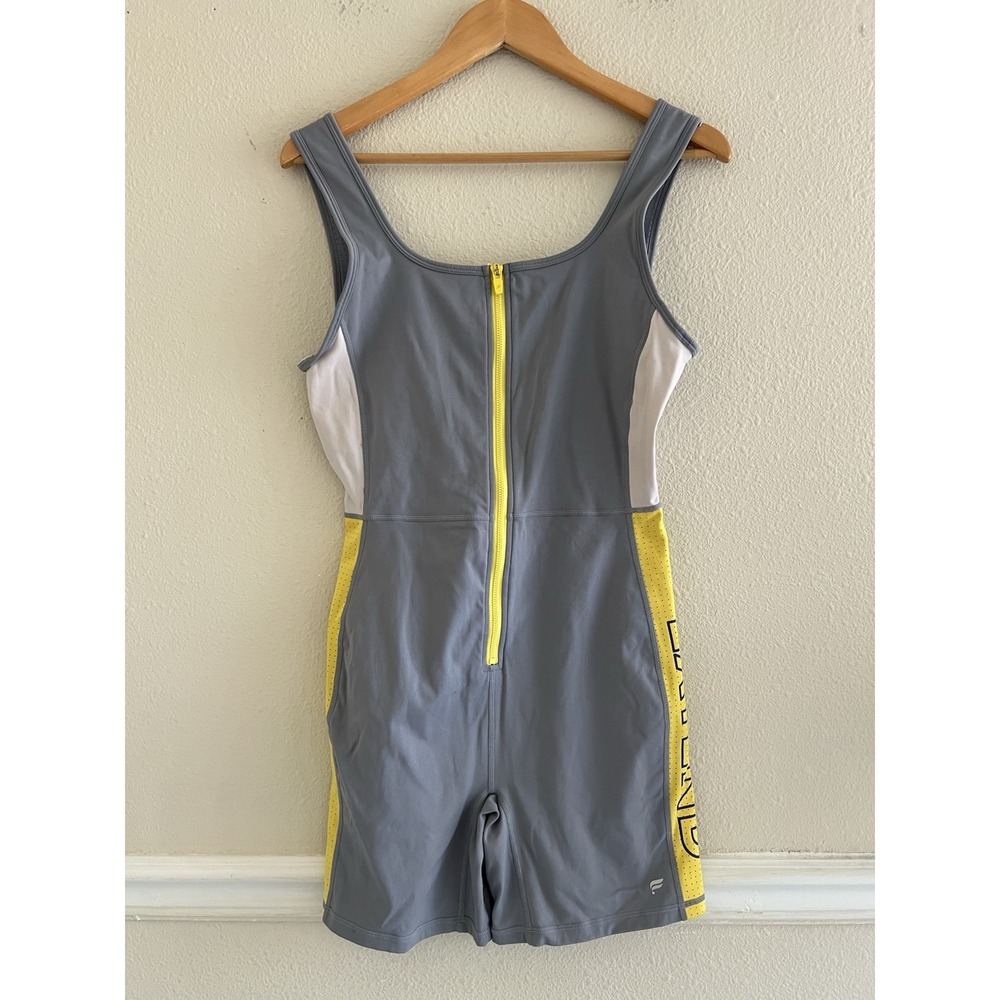 Fabletics Motion365 Zip Front Athletic Workout Romper Grey Medium Sporty M/L